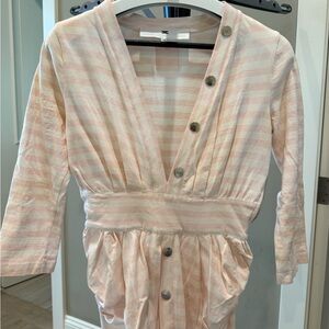 Elisabetta Franchi James Pink Striped Button-Down Dress